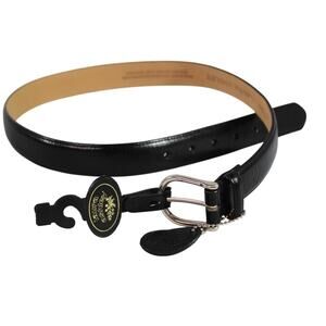 Vintage Laura Ashley Black Genuine Leather Belt  USA Classic Buckle Medium